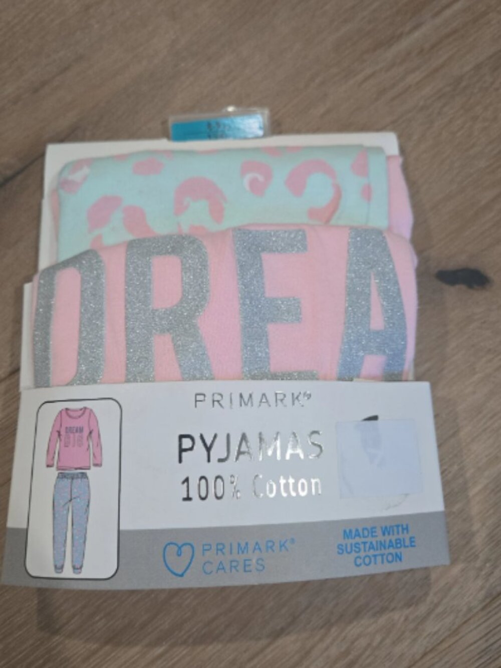 NWT Primark Girls 8-9 Long-sleeved 100% cotton Pajamas dream big